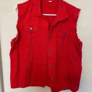 Red Denim Vest